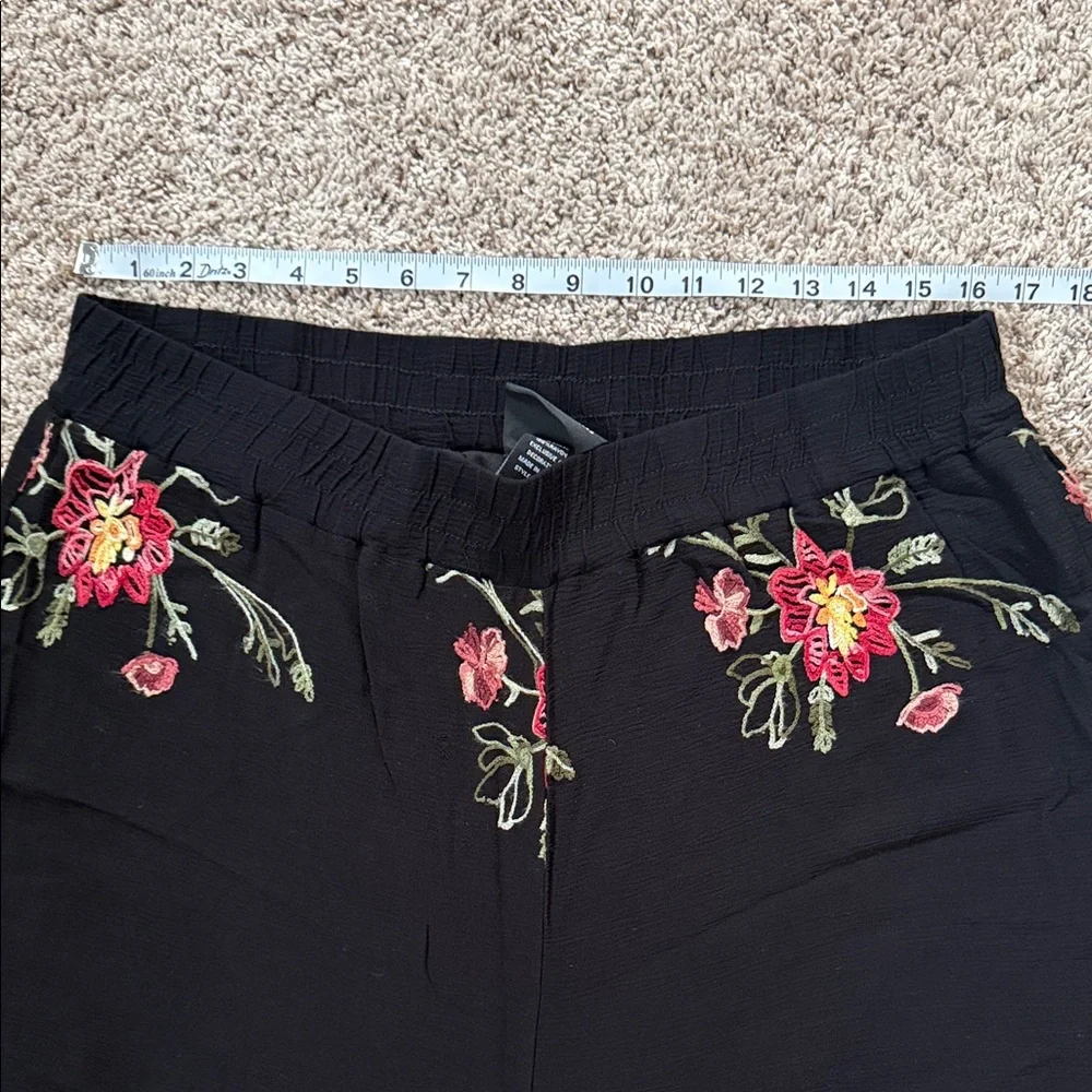 Anthropologie Liv Los Angeles Black Floral Pants size XL - Picture 7 of 9